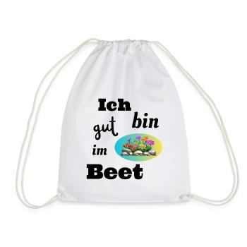 lustiger Spruch - Garten - gut im Beet - Grünhumor - Turnbeutel - Weiß - Vorne