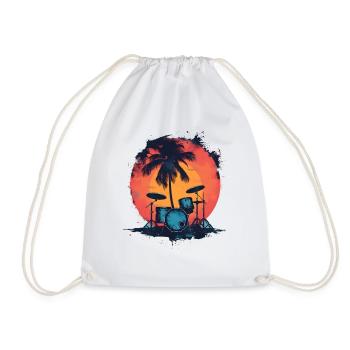 Drumkit Drawing - Drawstring Bag - white - Front