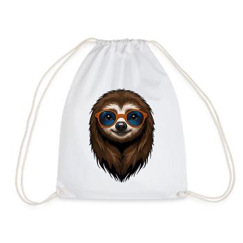 Sloth with sunglasses and shaggy look - Drawstring Bag - white - Front