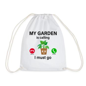 Jardinage - Mon jardin m’appelle, je dois partir - Terres - Sac de sport léger - blanc - Devant