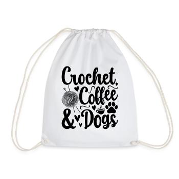 Crochet coffee & dogs - Crocheter Dog Lover - Drawstring Bag - white - Front