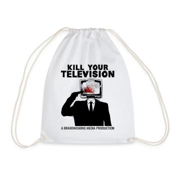 Brainwashing Kill your TV Fake News Portest - Drawstring Bag - white - Front