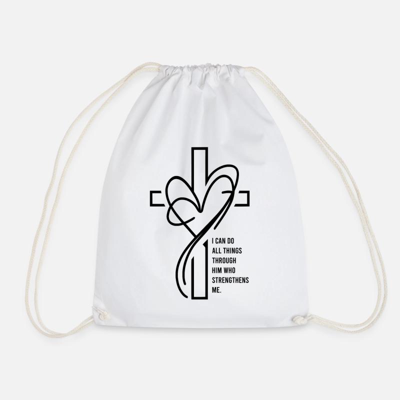 I Can Do All Things Through Him Christen Geschenk - Turnbeutel - Weiß