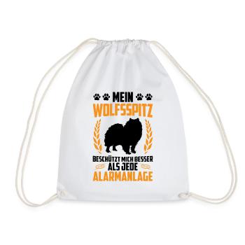 Wolfspitz is better than Alarm Keeshond - Drawstring Bag - white - Front