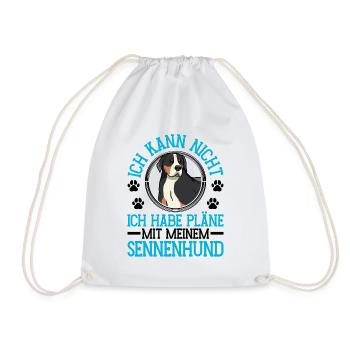Mountain Dog Plans with Swiss Mountain Dog - Drawstring Bag - white - Front