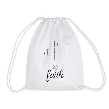 Faith Kreuz Christen Herz Christ Geschenk Religion - Turnbeutel - Weiß - Vorne