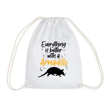 Armadillo Everything Better with Armadillo Armadillo - Drawstring Bag - white - Front