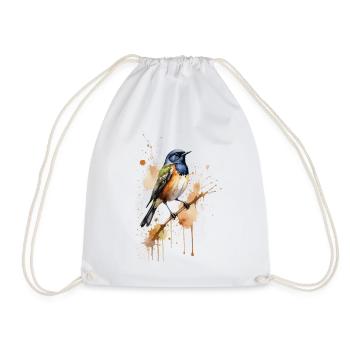 Adorable Watercolor Bird - Cute Animal Art - Drawstring Bag - white - Front