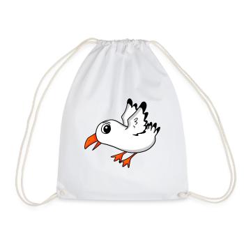 Seagull Bird - Drawstring Bag - white - Front