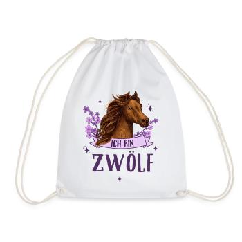 Geburtstag 12 Mädchen Pferd Reiten Stall Zwölf 12 - Turnbeutel - Weiß - Vorne