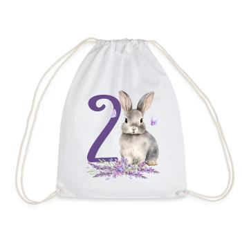 Geburtstag 2 Hase Waldtier Mädchen Zwei 2 Jahre al - Turnbeutel - Weiß - Vorne
