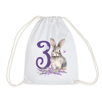 Geburtstag 3 Hase Waldtier Mädchen Drei 3 Jahre al - Turnbeutel - Weiß - Vorne