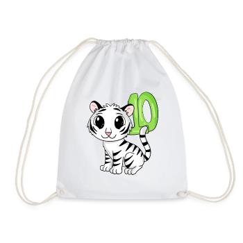 10ème anniversaire motif tigre - dix - 10 ans - Sac de sport léger - blanc - Devant