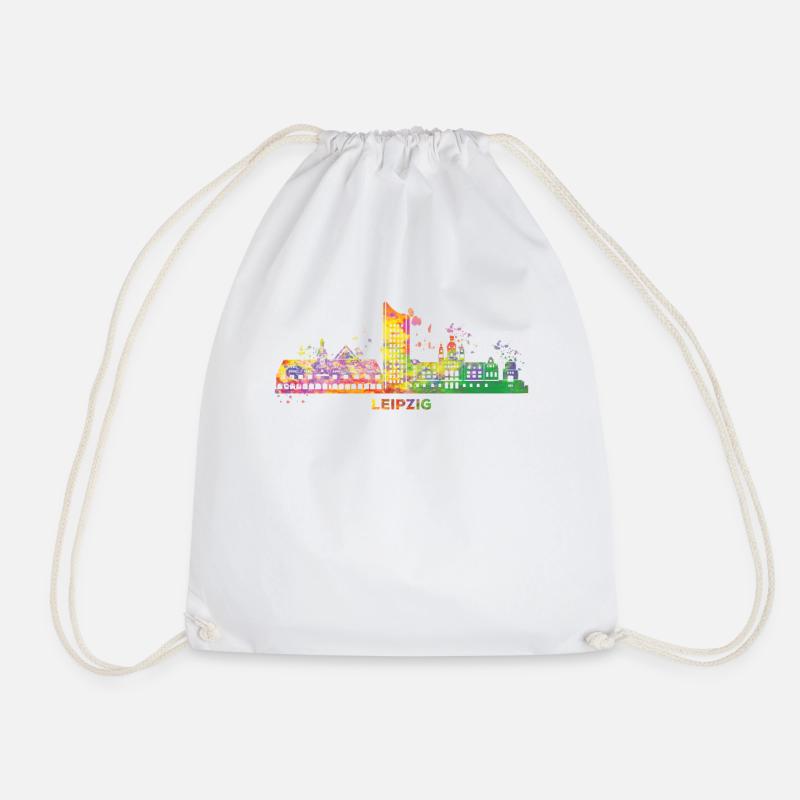 Leipziger Skyline Bunt Stadtbild Leipzig - Turnbeutel - Weiß