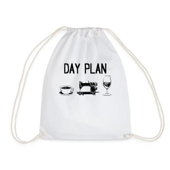 Sewing Day Plan Sewing Machine Funny Sewing Ideas - Turnbeutel - Weiß - Vorne