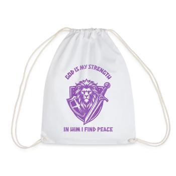 Lion Hero Fighting Spirit Crest Shield Design - Drawstring Bag - white - Front