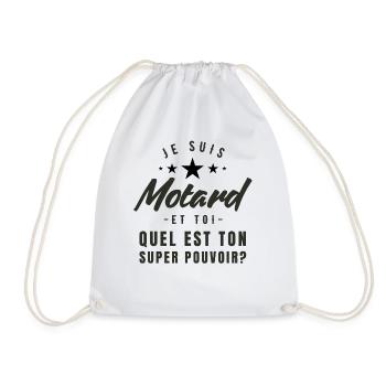 Je suis motard et toi quelle est ton super-pouvoir - Sac de sport léger - blanc - Devant