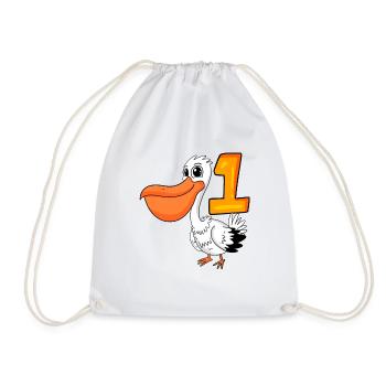 1 an - inscription à l’école - motif pélican - numéro 1 - Sac de sport léger - blanc - Devant