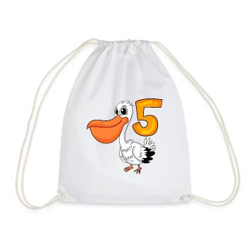 5ème anniversaire motif pélican - cinq ans - Sac de sport léger - blanc - Devant