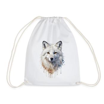 Majestätischer Polarfuchs Porträt - Aquarell - Turnbeutel - Weiß - Vorne