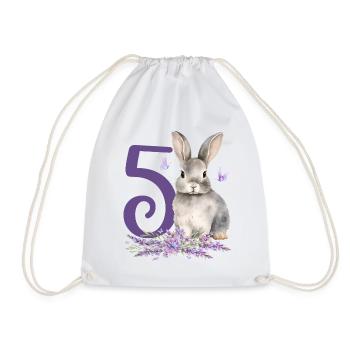 Geburtstag 5 Hase Waldtier Mädchen Fünf 5 Jahre al - Turnbeutel - Weiß - Vorne