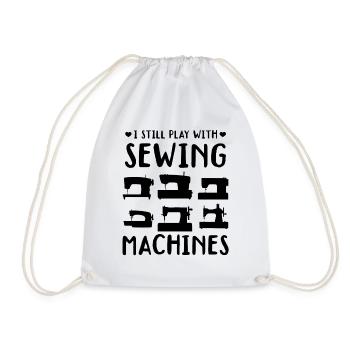 I still play with sewing machines - Drawstring Bag - white - Front