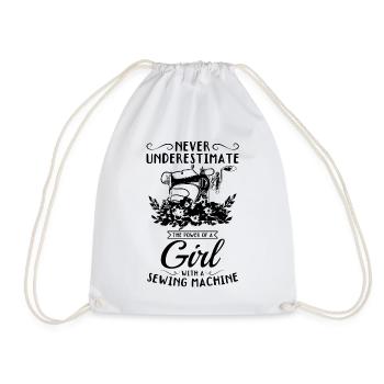 Couturière Sewing Girls - Une fille avec un mac à coudre - Sac de sport léger - blanc - Devant