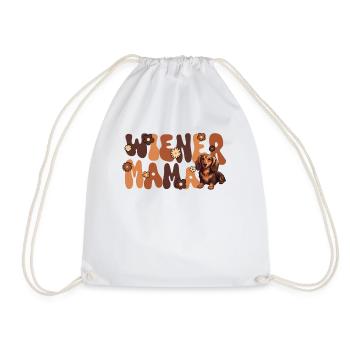 Dachshund Groovy Viennese Mom - Drawstring Bag - white - Front