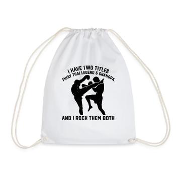 Muay Thai Grandpa Muay Thai Fighter - Drawstring Bag - white - Front