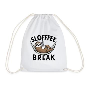 Kaffeepause Faultier Kaffee-Liebhaber Spaß - Turnbeutel - Weiß - Vorne