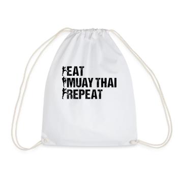 Eat Muay Thai Repeat - Muay Thai Fighter Muay Thai - Drawstring Bag - white - Front