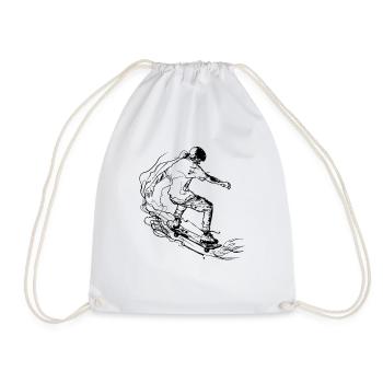 Skater Drawing - Drawstring Bag - white - Front