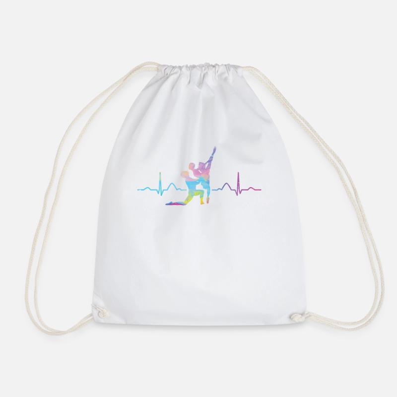 Ballet Dancer Heartbeat Ekg Ballerina - Drawstring Bag - white