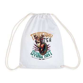 Taxidermy It's A Dying Art Deer Motif - Drawstring Bag - white - Front