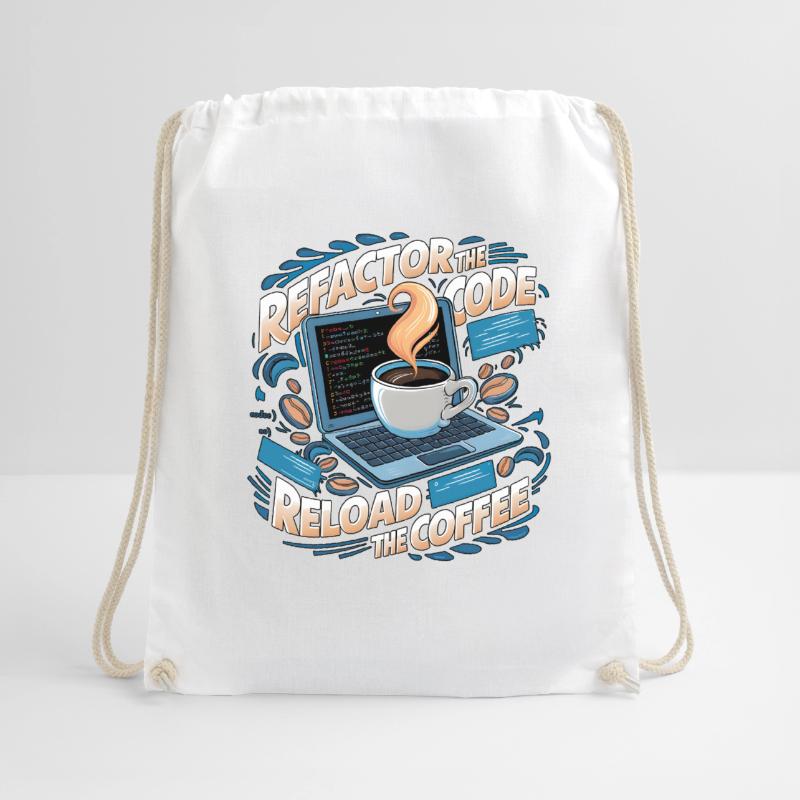 Programmers generate code from coffee Drawstring Bag