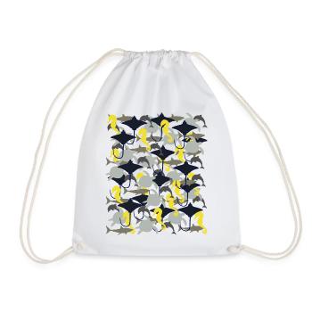 Ray, shark, dolphin, sea turtle, seahorse - Drawstring Bag - white - Front