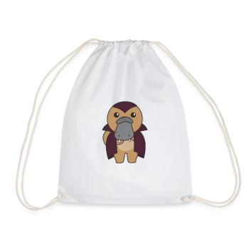 Platypus Happy Halloween Cute Vampire Costume - Drawstring Bag - white - Front