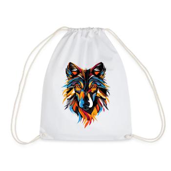 Wolf Motif Wolves Wolf Pack Gray Wolfhound Wolf - Drawstring Bag - white - Front