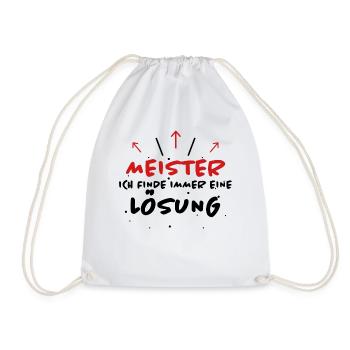 Meister Spruch Prüfung Lustiges Meister Geschenk - Turnbeutel - Weiß - Vorne