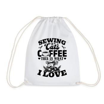 Sewing Cats Coffee This Is What I Love - Seamstres - Drawstring Bag - white - Front