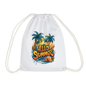 Summer Tropical Vibe Print - Drawstring Bag - white - Front
