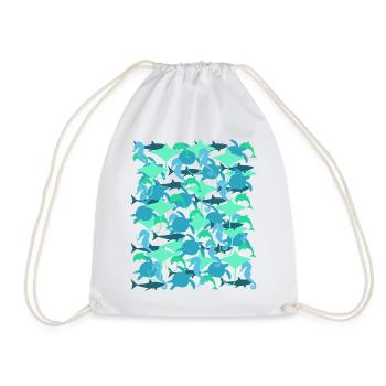 Ocean Camouflage – marine life in camouflage style - Drawstring Bag - white - Front