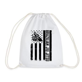 Brazilian Jiu Jitsu US Flag Jiu Jitsu - Drawstring Bag - white - Front