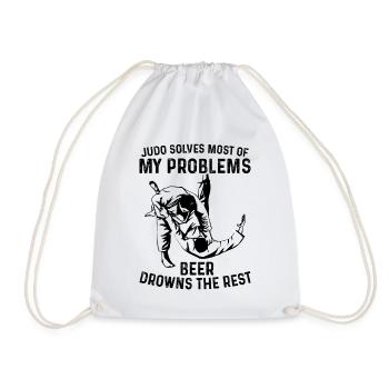 Judo solves most of my problems beer drowns the re - Drawstring Bag - white - Front