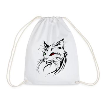 Katze Silhouette Umriss Zeichnung Lineart Kunst - Turnbeutel - Weiß - Vorne
