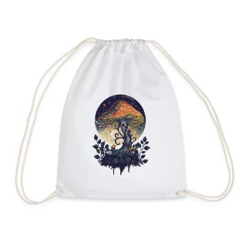 Fairycore Mushroom Goblincore Moon Phases Vintage - Drawstring Bag - white - Front