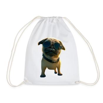 Pug Beige Dogs Love Carlin Little Cute Pug - Drawstring Bag - white - Front