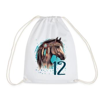 Geburtstag 12 Mädchen Pferd Reiten Stall Zwölf 12 - Turnbeutel - Weiß - Vorne