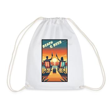 Entspannendes Strand- und Bier-Sonnenuntergangsdesign für Sommerspaß - Turnbeutel - Weiß - Vorne