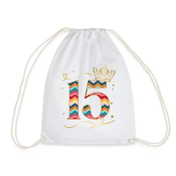 Geburtstag 15 Mädchen Birthday Girl Krone Fünfzehn - Turnbeutel - Weiß - Vorne